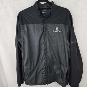 Nike Shield Golf Jacket Mens Medium Black PGA Tour Champions Full Zip Waterproof